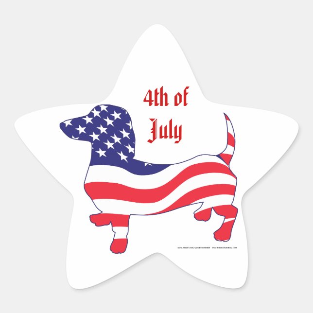 4th of July Dachshund Star Sticker (Front)