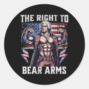 4th Of July Dad Usa Flag 2nd Bear Arms Bodybuildin Classic Round Sticker