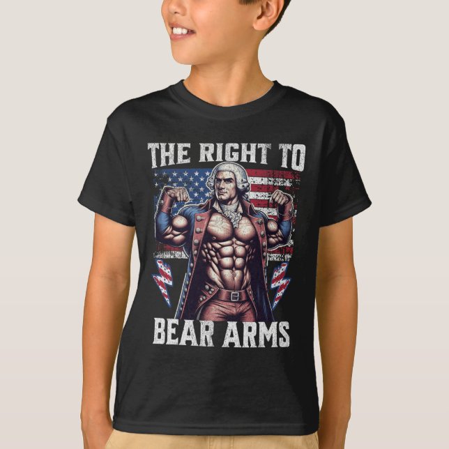 4th Of July Dad Usa Flag 2nd Bear Arms Bodybuildin T-Shirt (Front)