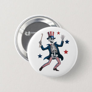4th of July Dancing Skeleton 6 Cm Round Badge