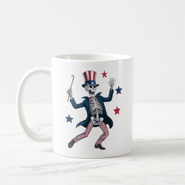 4th of July Dancing Skeleton Coffee Mug (Left)