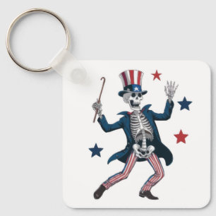 4th of July Dancing Skeleton Key Ring