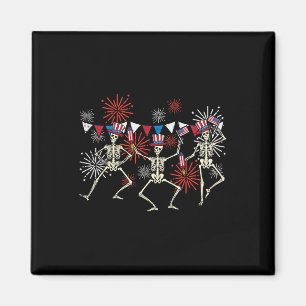 4th Of July Dancing Skeletons Funny Patriotic Men Magnet
