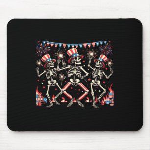 4th Of July Dancing Skeletons Funny Patriotic Men Mouse Mat