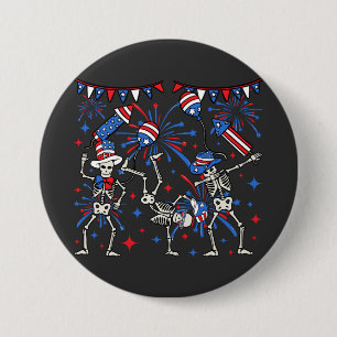 4th Of July Dancing Skeletons Round 7.5 Cm Round Badge