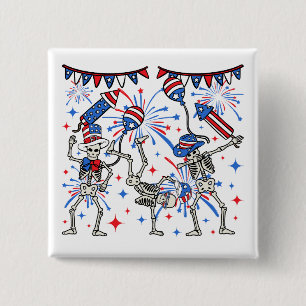 4th Of July Dancing Skeletons Square 15 Cm Square Badge