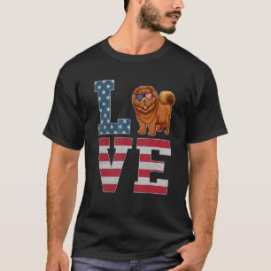 4th Of July Decor Patriotic Love Chow Chow Dog Ame T-Shirt