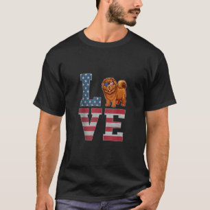 4th Of July Decor Patriotic Love Chow Chow Dog Ame T-Shirt
