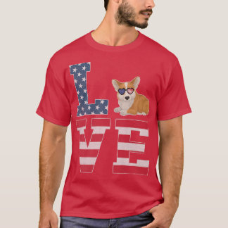 4th Of July Decor Patriotic Love Corgi Dog America T-Shirt