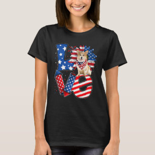 4th of July Decor Patriotic LOVE Corgi Dog USA Fla T-Shirt