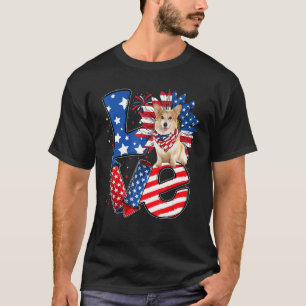 4th of July Decor Patriotic LOVE Corgi Dog USA Fla T-Shirt