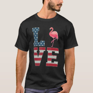 4th Of July Decor Patriotic Love Flamingo American T-Shirt