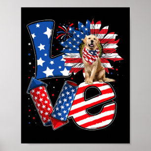 4th Of July Decor Patriotic Love Golden Retriever 