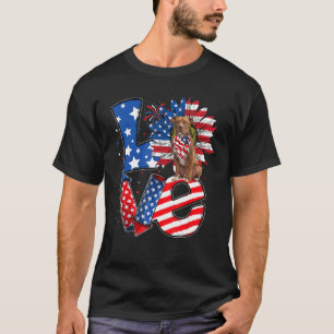 4th of July Decor Patriotic LOVE Pitbull Dog USA F T-Shirt