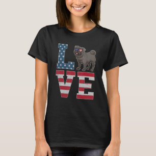 4th Of July Decor Patriotic Love Pug Dog American T-Shirt