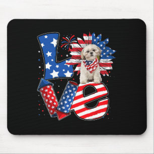 4th Of July Decor Patriotic Love Shih Tzu Dog Usa Mouse Mat