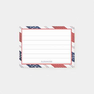 4th of July Diagonal Stars & Stripes Pattern Post-it Notes