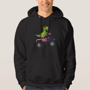 4th of July Dinosaur Monster Truck Patriotic Ameri Hoodie