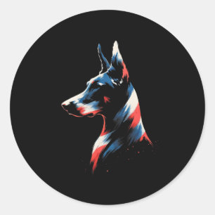4th Of July Doberman Pinscher Usa American Flag Pa Classic Round Sticker