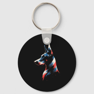 4th Of July Doberman Pinscher Usa American Flag Pa Key Ring
