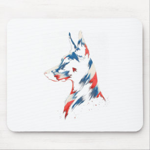 4th Of July Doberman Pinscher Usa American Flag Pa Mouse Mat