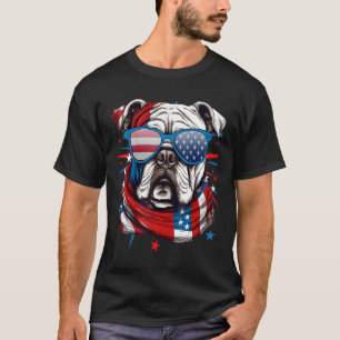 4th Of July Dog Bulldog American Flag Independence T-Shirt