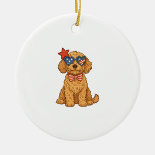 4th of July Dog Ceramic Tree Decoration