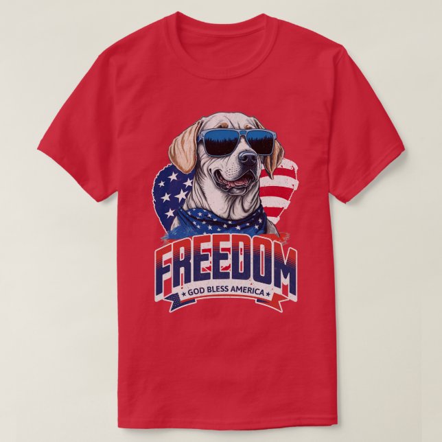 4Th Of July Dog Labrador Sunglasses Flag America 4 T-Shirt (Design Front)