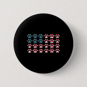 4th Of July Dog Paw Print American Flag Happy Inde 6 Cm Round Badge