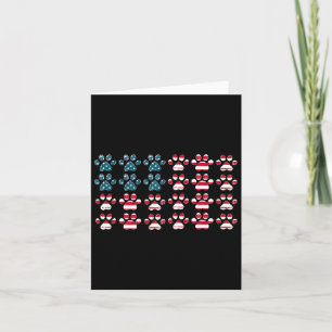 4th Of July Dog Paw Print American Flag Happy Inde Card