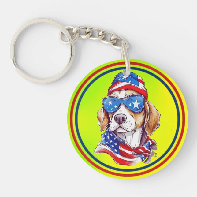 4th Of July Dog Sublimation-66361 Key Ring (Front)