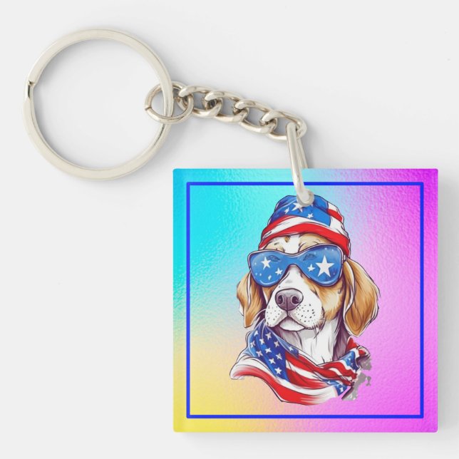 4th Of July Dog Sublimation-66361 Key Ring (Front)