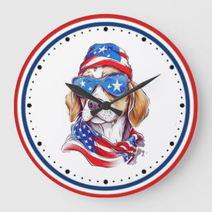 4th Of July Dog Sublimation-66361 Large Clock