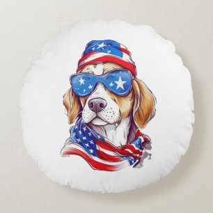 4th Of July Dog Sublimation-66361 Round Cushion