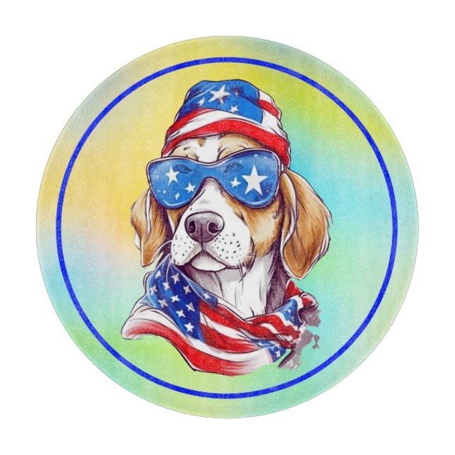 4th Of July Dog Sublimation Cutting Board (Front)