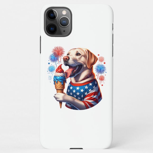 4th of July Dog with Ice Cream Cone iPhone Case (Back)