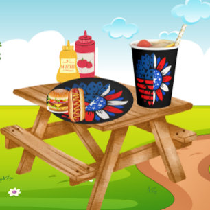 4TH of July Double Flower Paper Plate