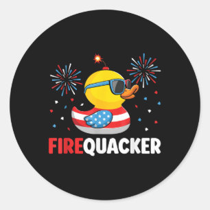 4th Of July Duck Firequacker Patriotic Fourth Of J Classic Round Sticker