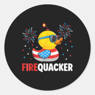 4th Of July Duck Firequacker Patriotic Fourth Of J Classic Round Sticker