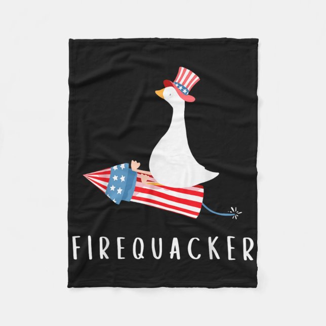 4th Of July Duck Firequacker Patriotic Fourth Of J Fleece Blanket (Front)