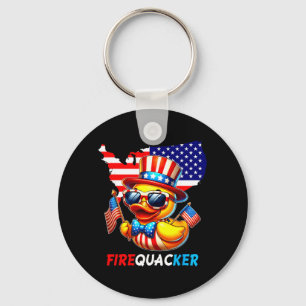 4th Of July Duck Firequacker Patriotic Fourth Of Key Ring