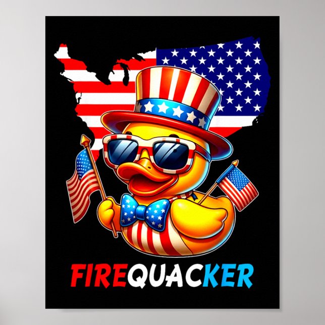 4th Of July Duck Firequacker Patriotic Fourth Of Poster (Front)
