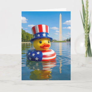 4th of July Duck Floating in the Reflecting Pool Card