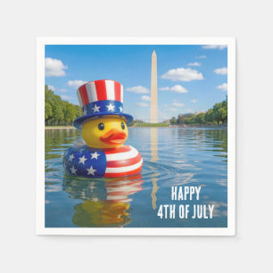 4th of July Duck Floating in the Reflecting Pool Napkin