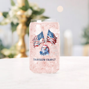 4th of July Eagle Flags Personalised Can Glass