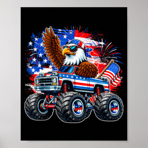 4th of july eagle monster truck usa flag patriotic poster