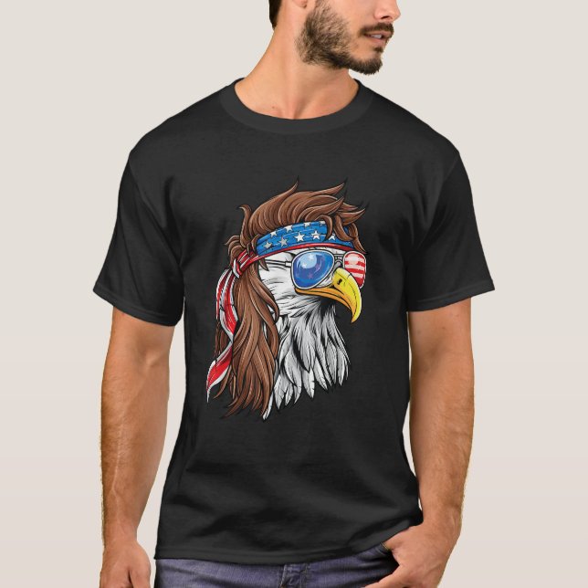 4th of July Eagle Mullet Murica American Flag USA  T-Shirt (Front)