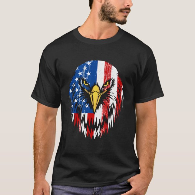 4th of July Eagle Patriotic American Flag USA T-Shirt (Front)