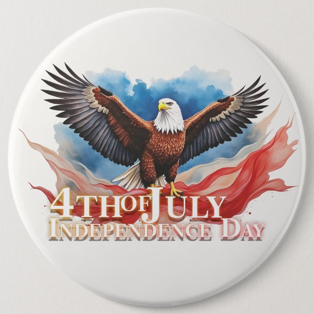 4th of July Eagle – Patriotic Art Design 6 Cm Round Badge (Front)