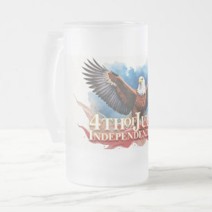 4th of July Eagle – Patriotic Art Design Frosted Glass Beer Mug